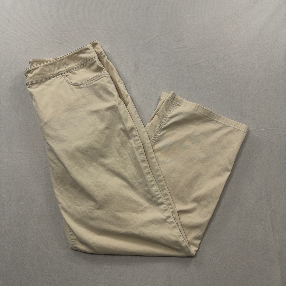 Eileen Fisher Pants Wide Leg Cotton Tencel Stretch Tan Beige Womens Size M